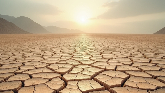Cracked, dry desert landscape under the sun illustrating dry skin hydration vs moisture and the effects of moisture loss.
